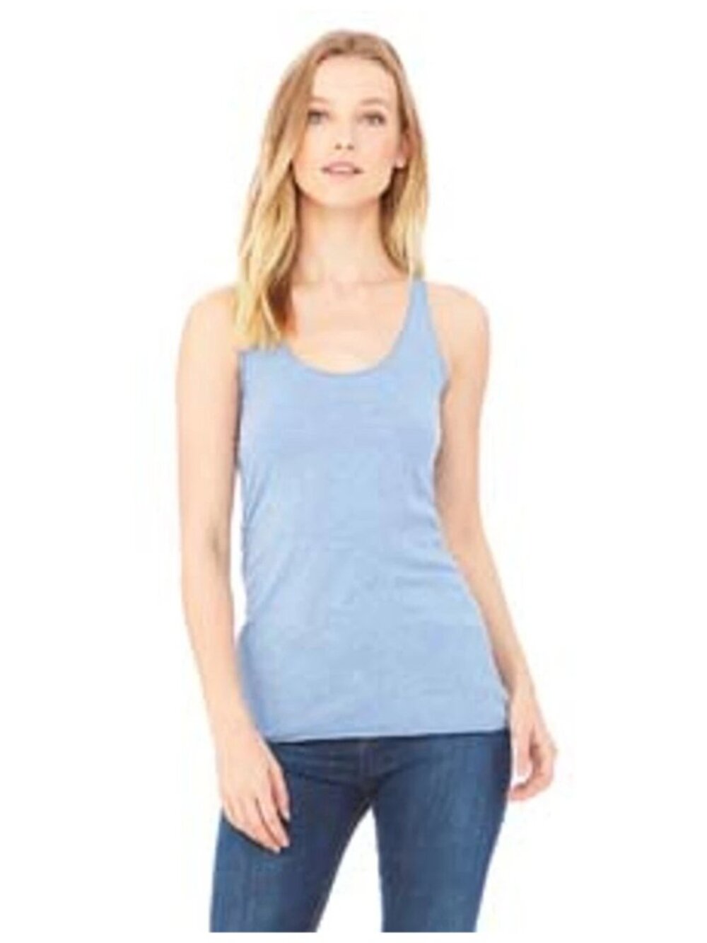 Bella Canvas Women's Racerback Tank Top Blue Triblend Size 2XL